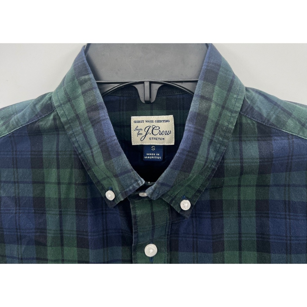 J Crew Secret Wash Stretch Men Button Down Shirt Tartan Plaid Long Sleeve Size S